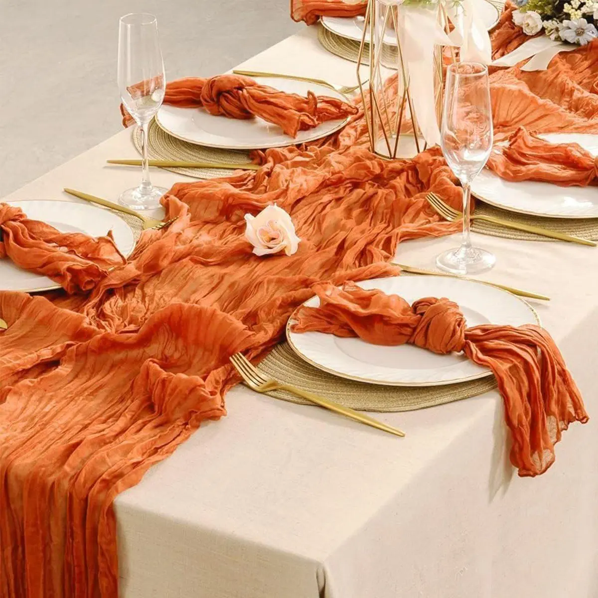 

Набор из 6 оранжевых марлевых скатертью, марлевые скатерти длиной 10 футов, полупрозрачные