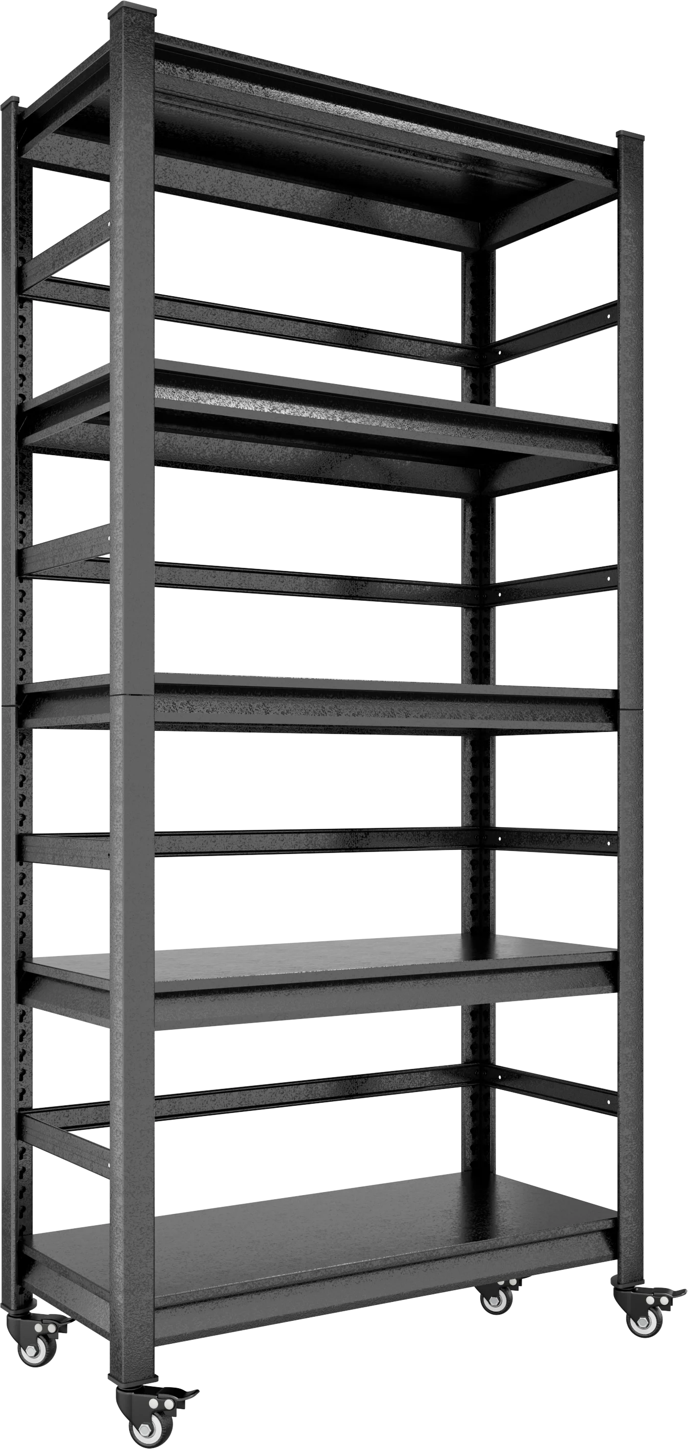 Estantería de garaje de 63 "H y almacenamiento, de fácil montaje Estantes de Metal, estante de 5 niveles con ruedas, estante ajustable de acero resistente a la oxidación