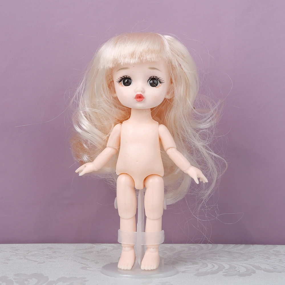 미니 소녀 귀여운 얼굴 16cm BJD 1/12 짧은 머리 수면 돼지 나체 바디 드레스업 패션 인형 소녀 선물 DIY 장난감