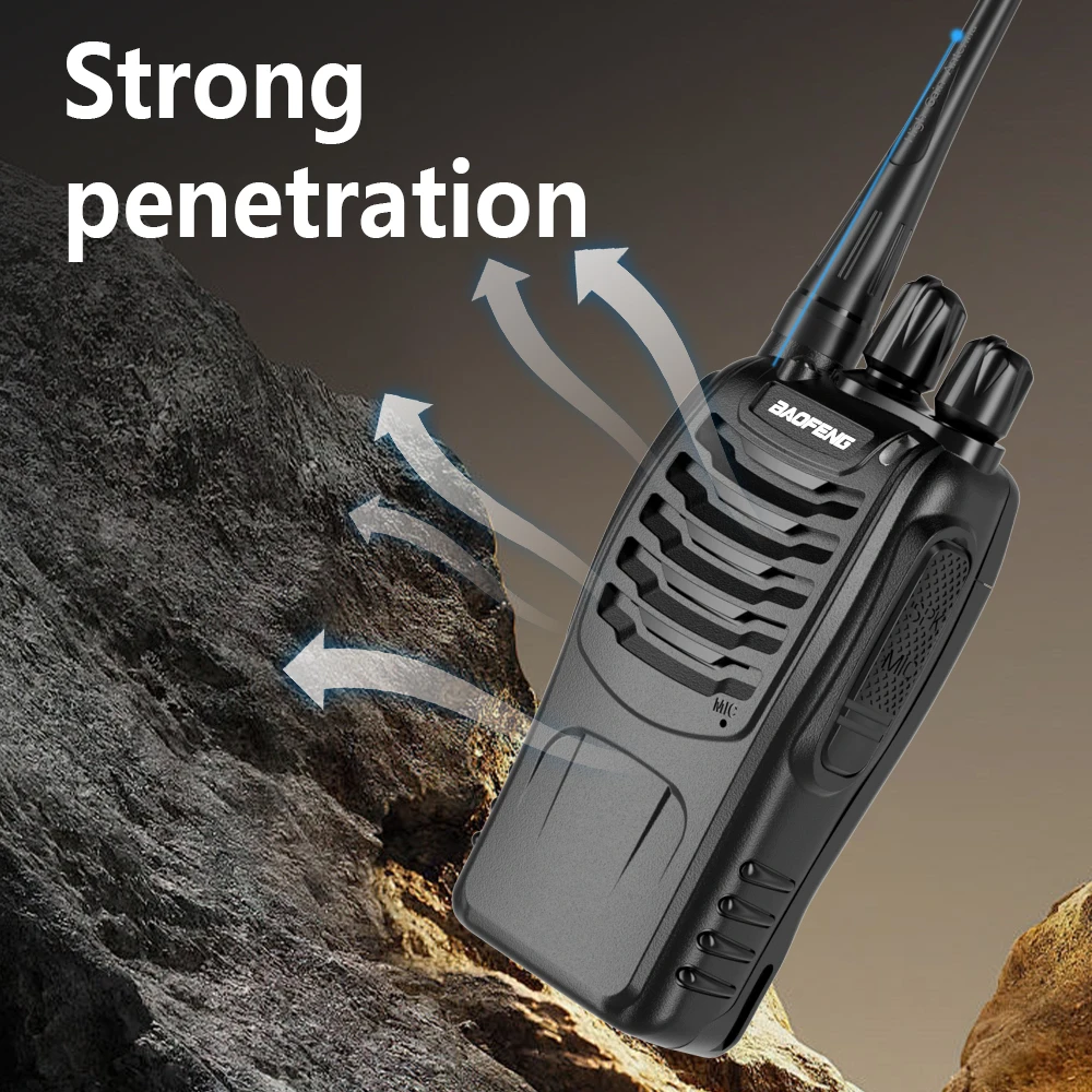 2PCS Baofeng 888S Plus Professional Handheld Two-Way Walkie Talkie  Frequency Ran 1-3KM Ran 5W Power Output 1500MAh Battery Car