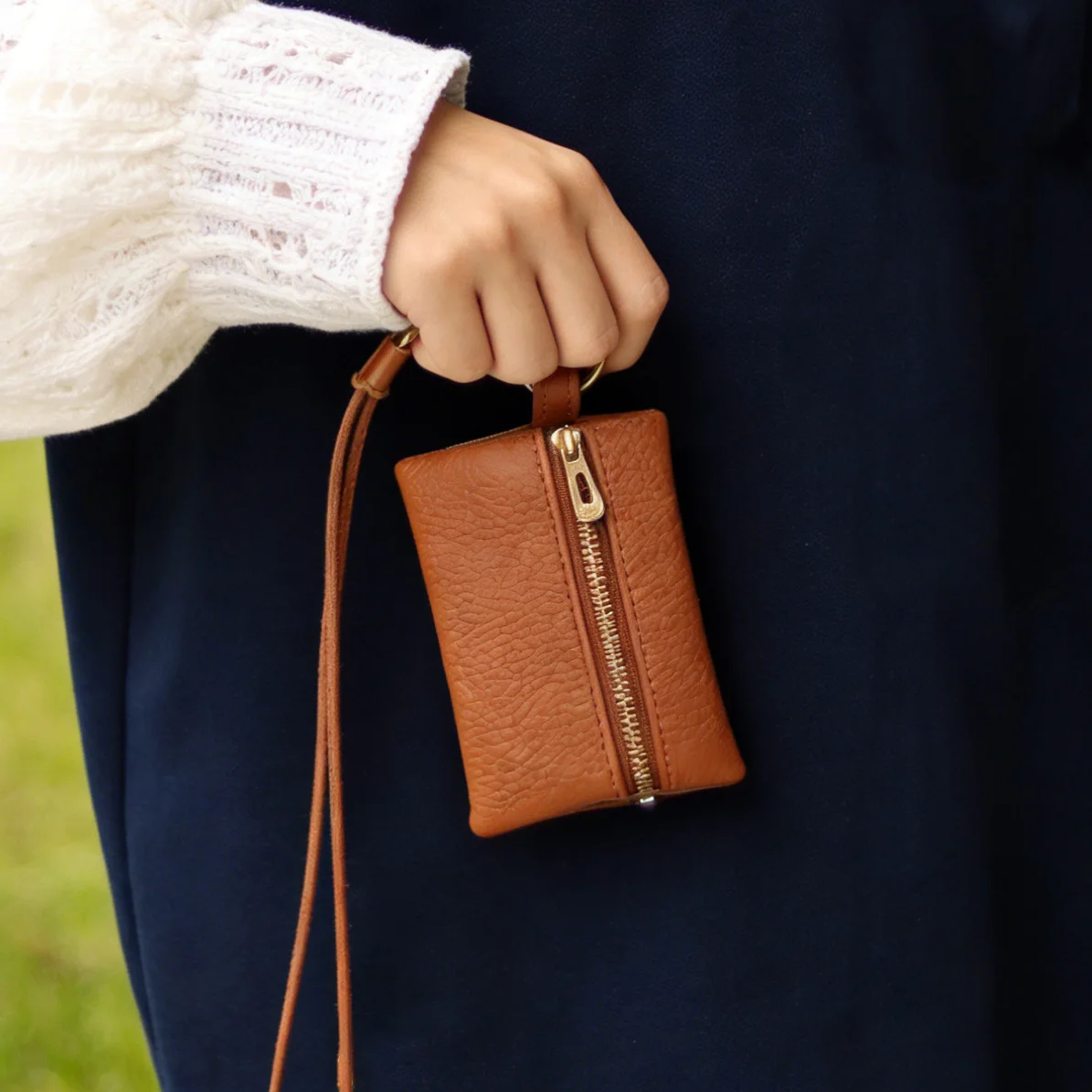 Bolsa Mini Porta-Moedas BUYLEMO com Textura Lichia, Bolsa Portátil de Couro PU Transversal para Chaves e Fones de Ouvido