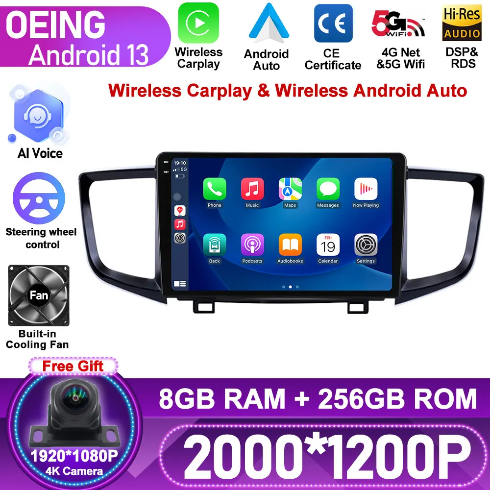 

8G+256G Android For Honda Pilot 2016 2017 2018 2019 Car Radio Multimedia Video Player Navigation GPS Android No 2din 2 din DVD