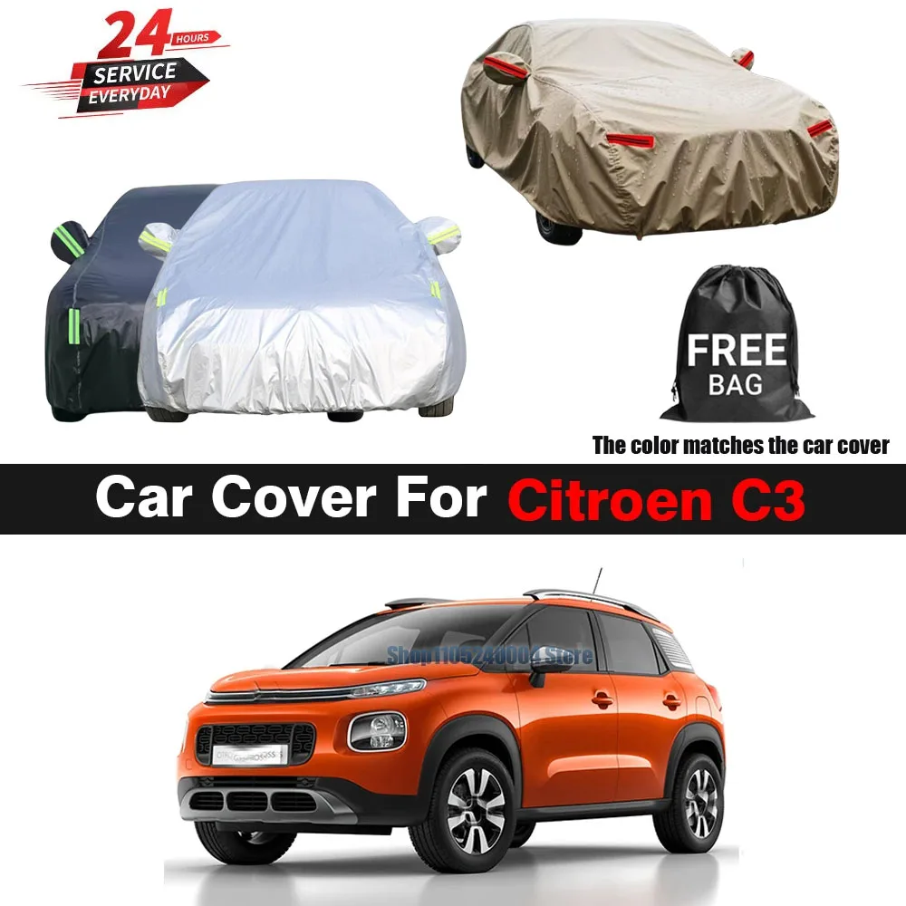 For Citroen C3 All Weather Car Cover Outdoor Indoor Anti UV Sun Rain Snow Ice Resistant Dust Proof