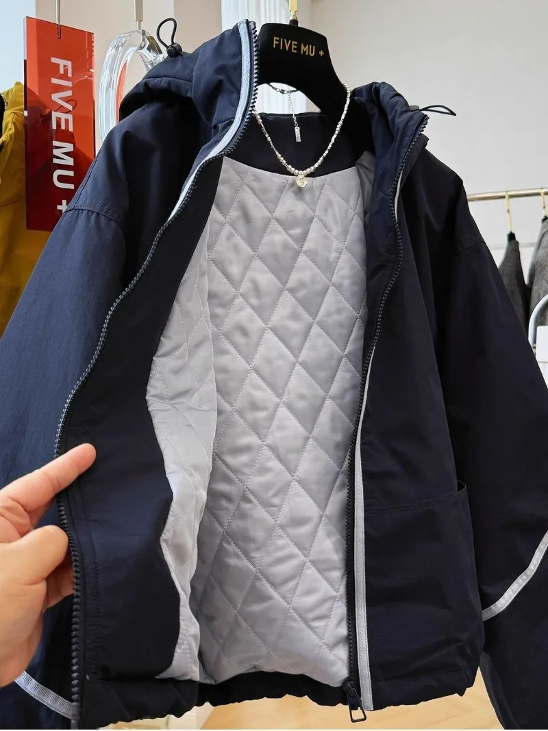 Giacca a vento corta vintage da donna Giacche bomber larghe con cappuccio Trench imbottito invernale Giacca sportiva da esterno Cappotti da donna