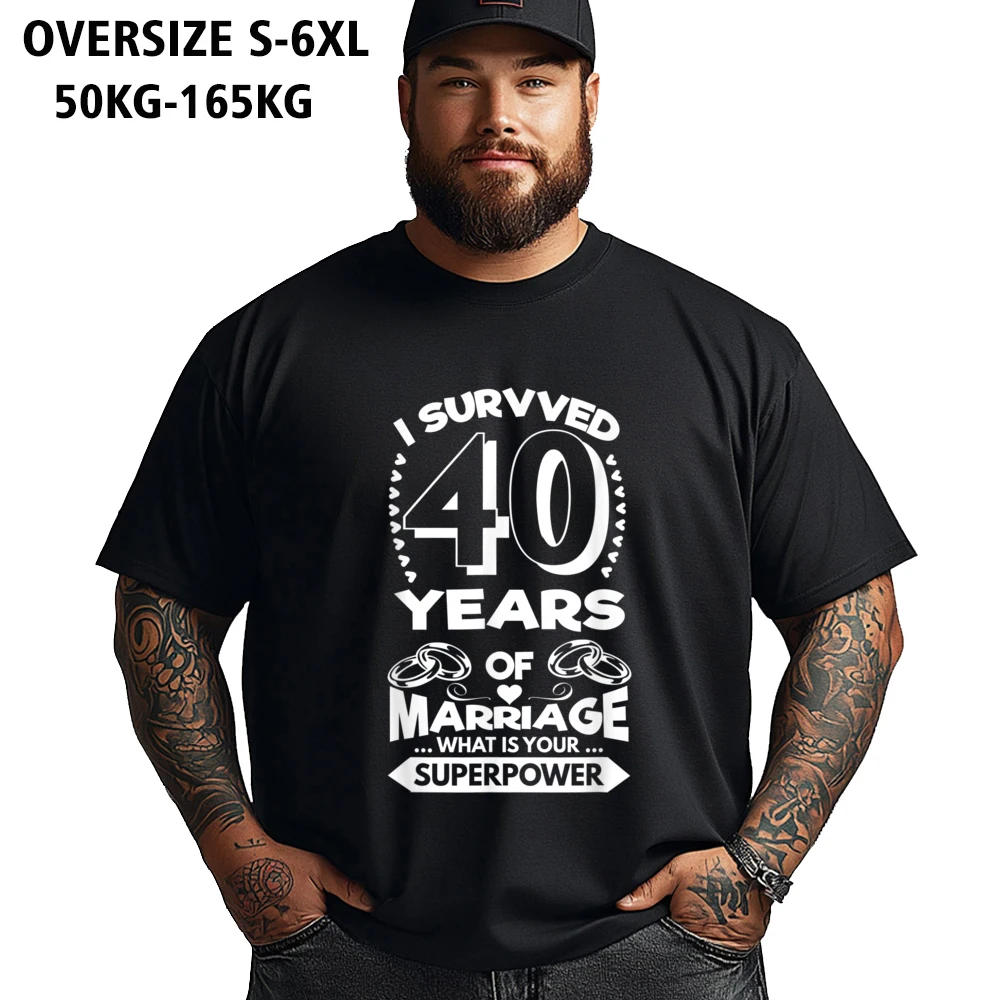 Crewneck I Survived 40 Years Of 100% Cotton Men T Shirts Vintage Short Sleeve Tops & Tees Oversized Lose Tops Shirt