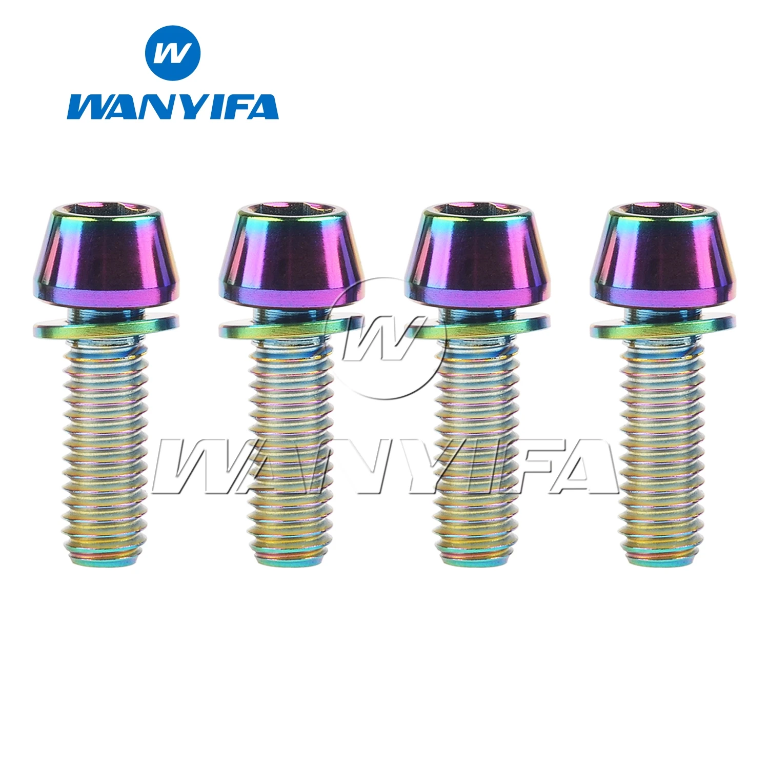 Wanyifa Titanium Bolt  M5/M6x16 18 20 25mm  Tapered Head with Washer Allen Key Screw for Bike Disc Break Calipe 4pcs