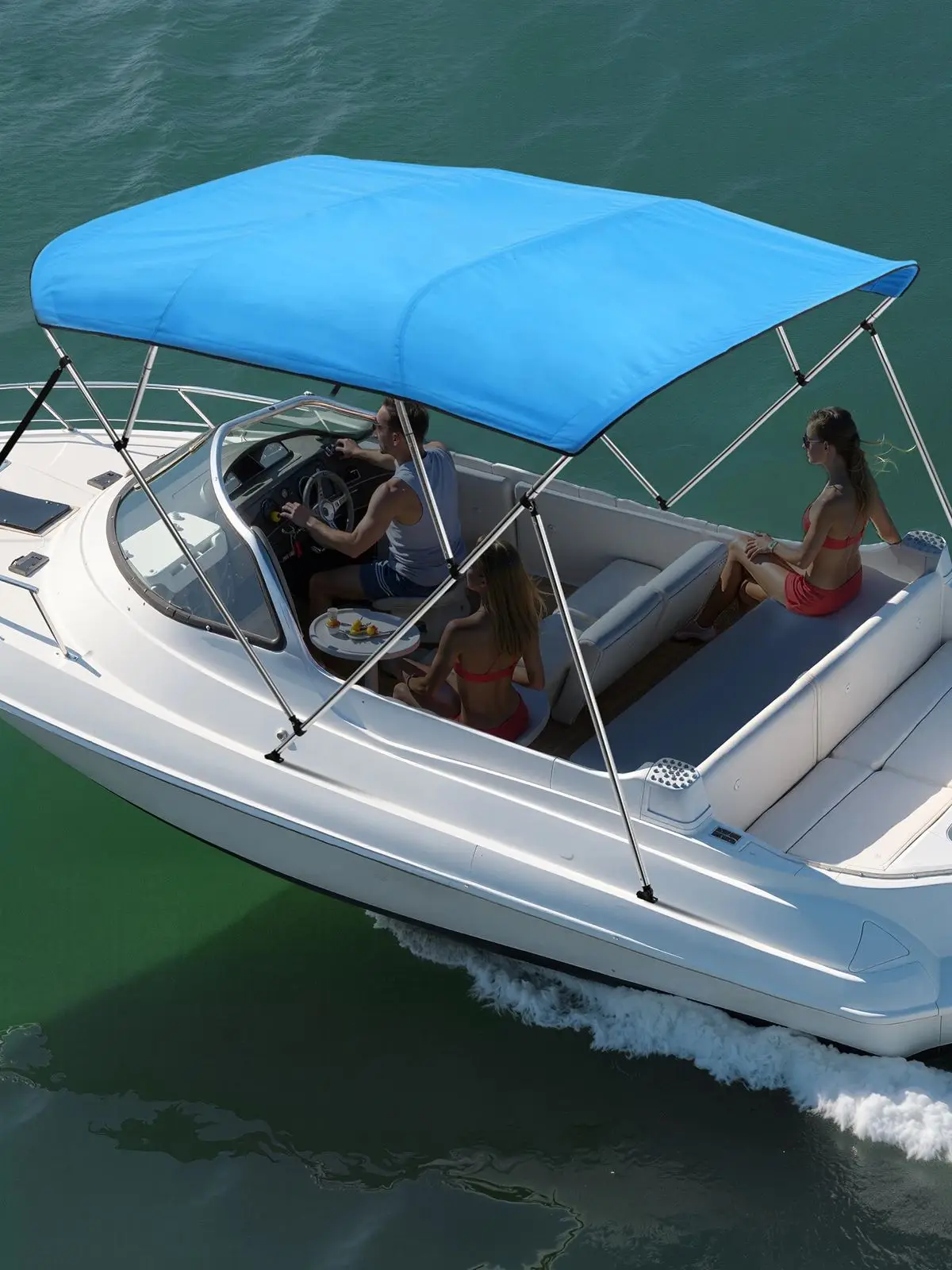 SucceBuy 4-boog boot Bimini-tops 600D polyester luifel met frame van aluminiumlegering Waterdicht en zonwering Bootluifel Luifel - afbeelding 2