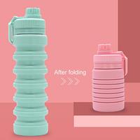 750ML Durable BPA Free Sports Folding Bottle Lightweight Folding Water Bottle Silicone Foldable Water Bottle for Outdoor