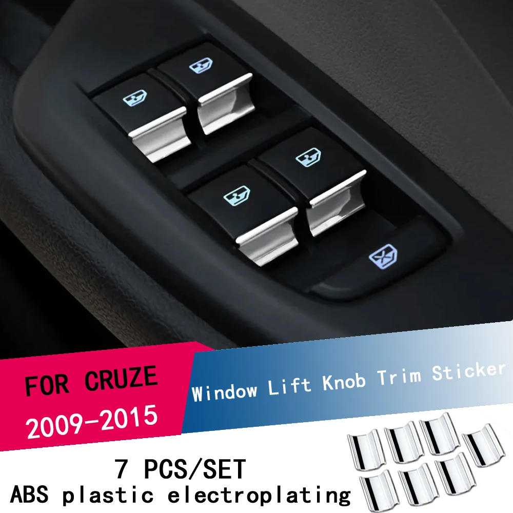 

Комплект из 7 наклеек-накладок из АБС-пластика на кнопки стеклоподъемников для Chevrolet Cruze 2009-2015