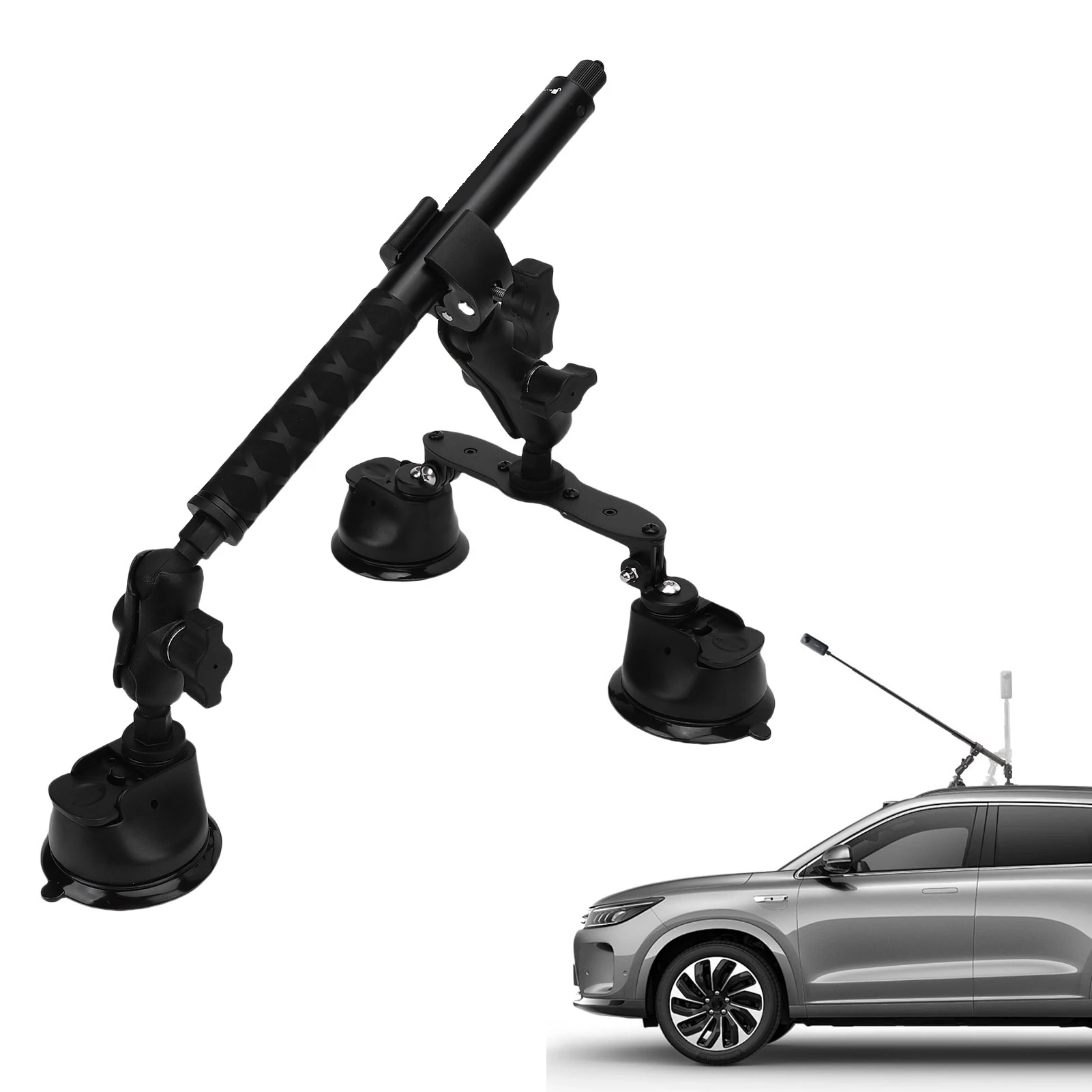 

Комплект автомобильного крепления с тройной присоской, подходящий для экшн-камеры Insta360 X5 X4 X3 X2 X One RS R с 45,28-дюймовой палкой для селфи с двойной шаровой головкой