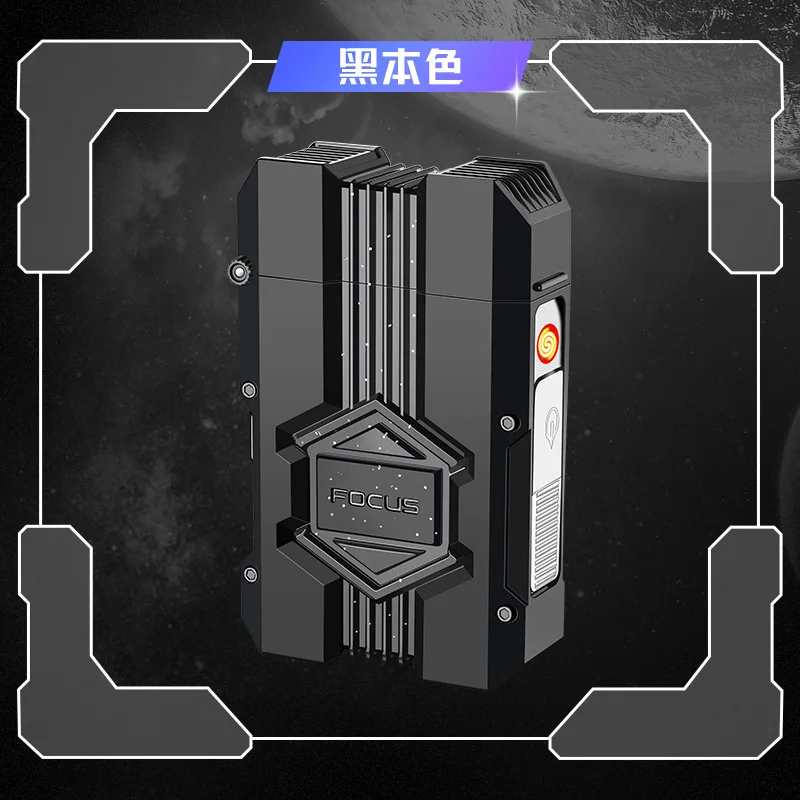 Bring Men\'s Creative And Personalized Mecha Style USB Cigarette Box With 10PCS Tungsten Wire Lighter Cigarette Lighter Gift