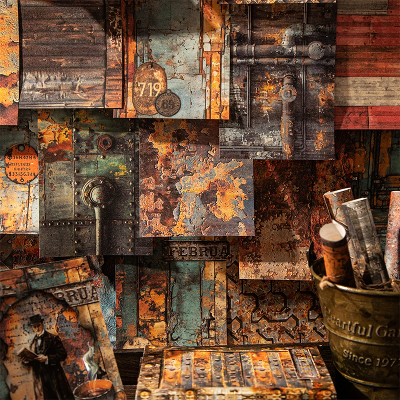 JIANQI 30 Stück Vintage Rost Textur Material Papier Scrapbook Materialien DIY Fotoalbum Collage Journal Kreatives Kunstpapier