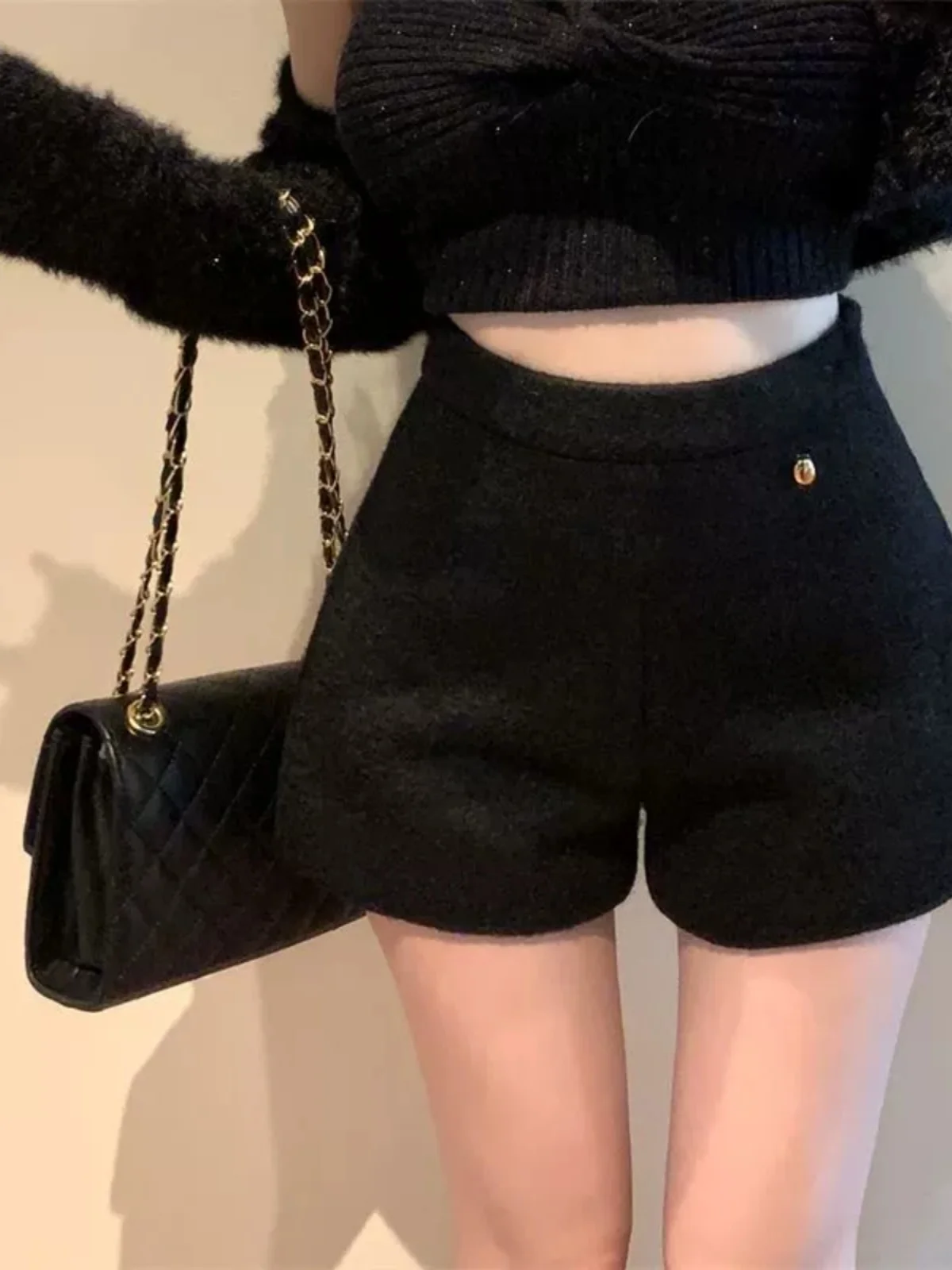 الكورية Sle لينة Plu مستقيم الساق سراويل تقليدية المرأة الشتاء عالية الخصر ضئيلة ألف خط orts حجم صغير السراويل البيضاء الساخنة #3