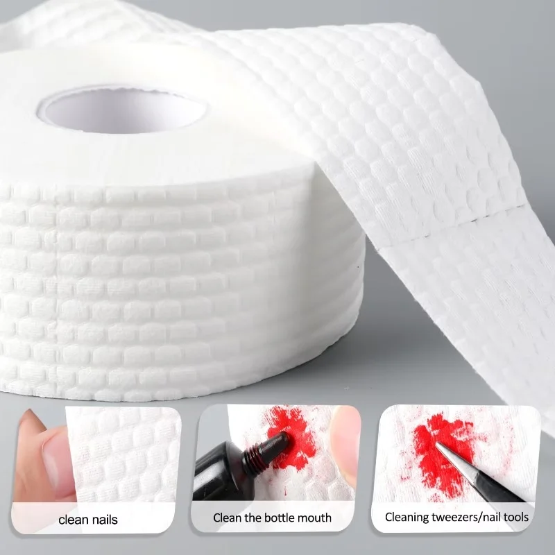 1 Roll Lint-Free Nail Wipes, Soft Absorbent Non-woven Pads for Gel Nail Prep, Nail Art, Hand & Foot Care view 5