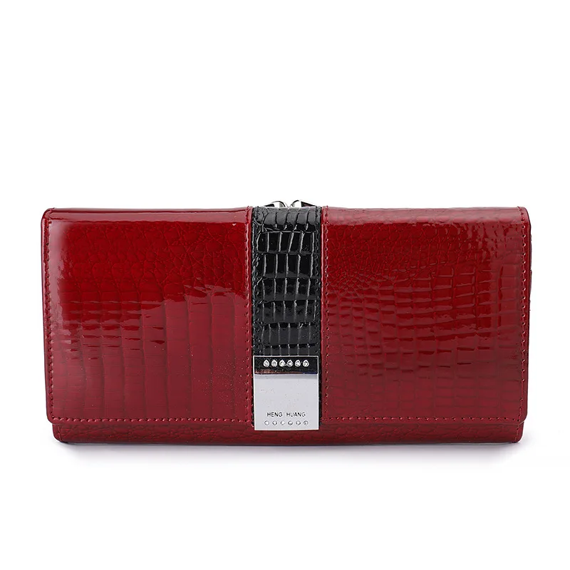 Western Cowhide Leather Hasp Phone Bag Women Wallet Fashion Large Capacity Card Holder Purse for Ladies