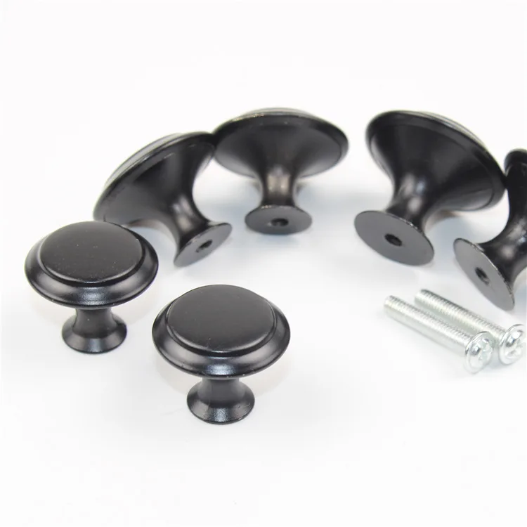 304 Stainless Steel Black Round Single Hole Handle Drawer Mushroom Head Cabinet Handle Hardware Furniture Accessories