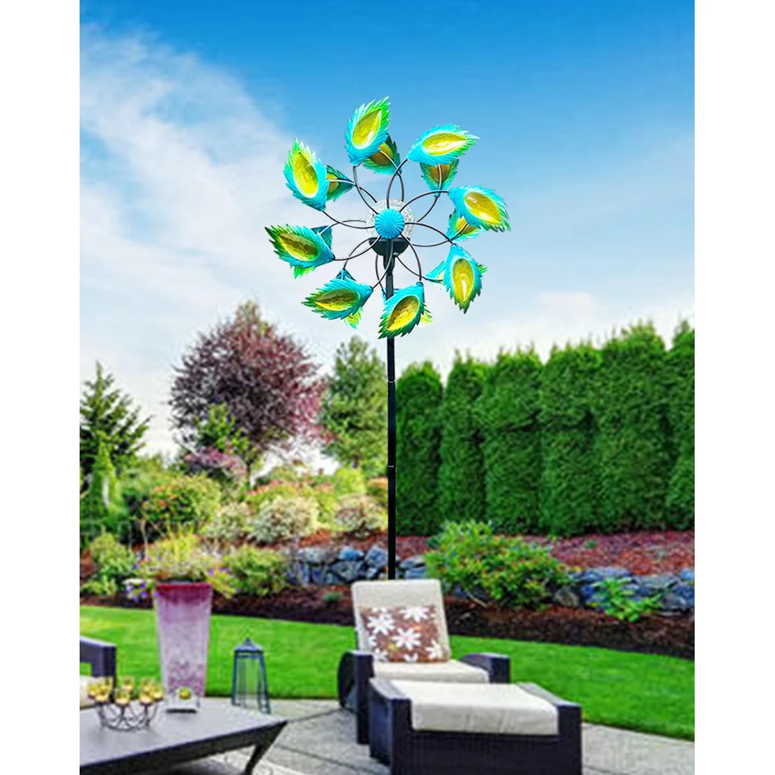 

Peacock Windmill Solar Light Double Sided Rotating Creative Garden Courtyard Decoration