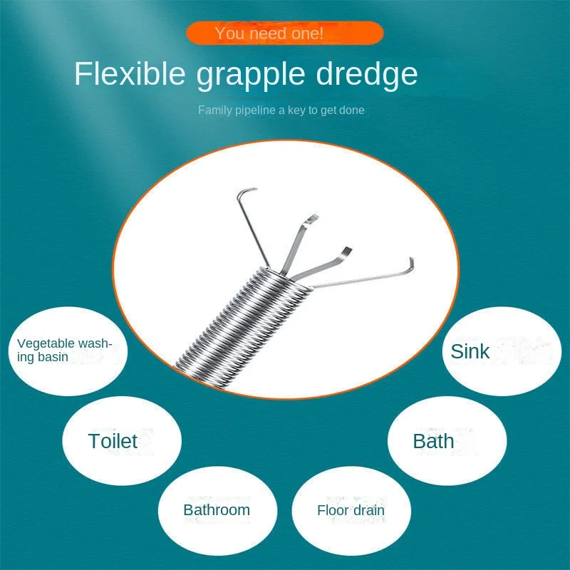 60 centimetri Primavera Tubo di Draga Strumento Flessibile Grabber Pickup Serpente Cavo Aiuto Afferrare Spazzatura Un Scarico Coclea Sbloccare Scarichi Dei Capelli Lavello Wc