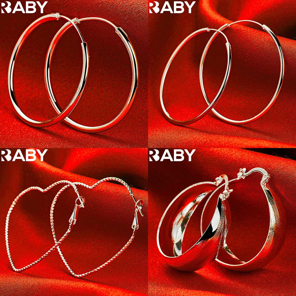 

URBABY 925 Sterling Silver Geometric Hoop Earrings For Women Anniversary Gift Popular Wild Fashion Romantic Jewelry