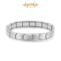 Hapiship 2024 New Women's Jewelry DIY 9mm Width Itanlian Elastic Charm Bracelet Fashion Stainless Steel Fashion Bangle ST-Bao