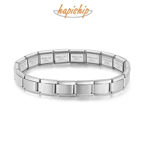 Hapiship 2024 Perhiasan Wanita Baru DIY Lebar 9mm Gelang Pesona Elastis Itanlian Gelang Mode Baja Tahan Karat ST-Bao 12 gelang peru penjualan terbaik - №