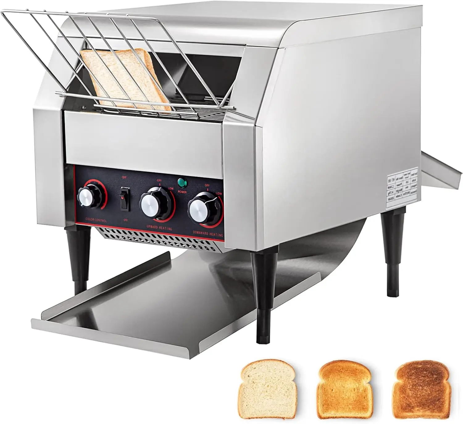 300 Commercial  Toaster,2200W  Steel Heavy Duty  Toasters w/ Double Heating Tubes,C