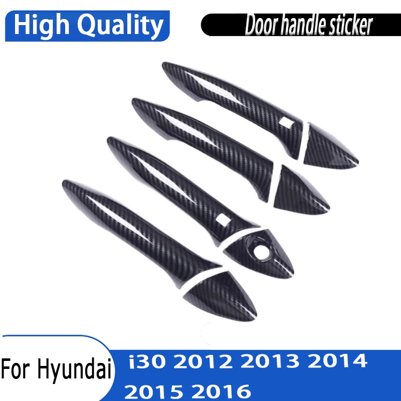 Chrome Carbon Fiber Car Door Handle Cover Trim Set Stickers Styling Accessories For Hyundai i30 2012 2013 2014 2015 2016