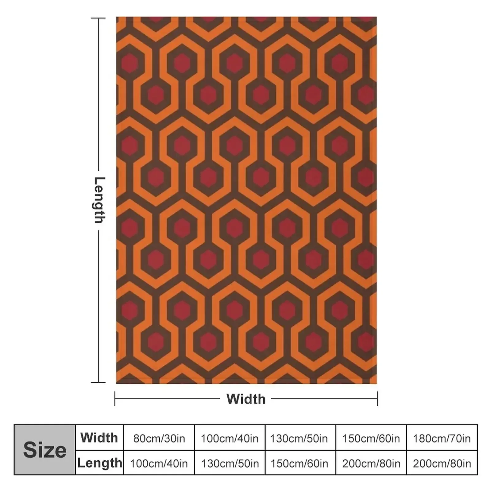 Geometric Pattern: Looped Hexagons: Orange/Red/Brown Throw Blanket couch cozy soft plush fuzzy picnic outdoor blanket