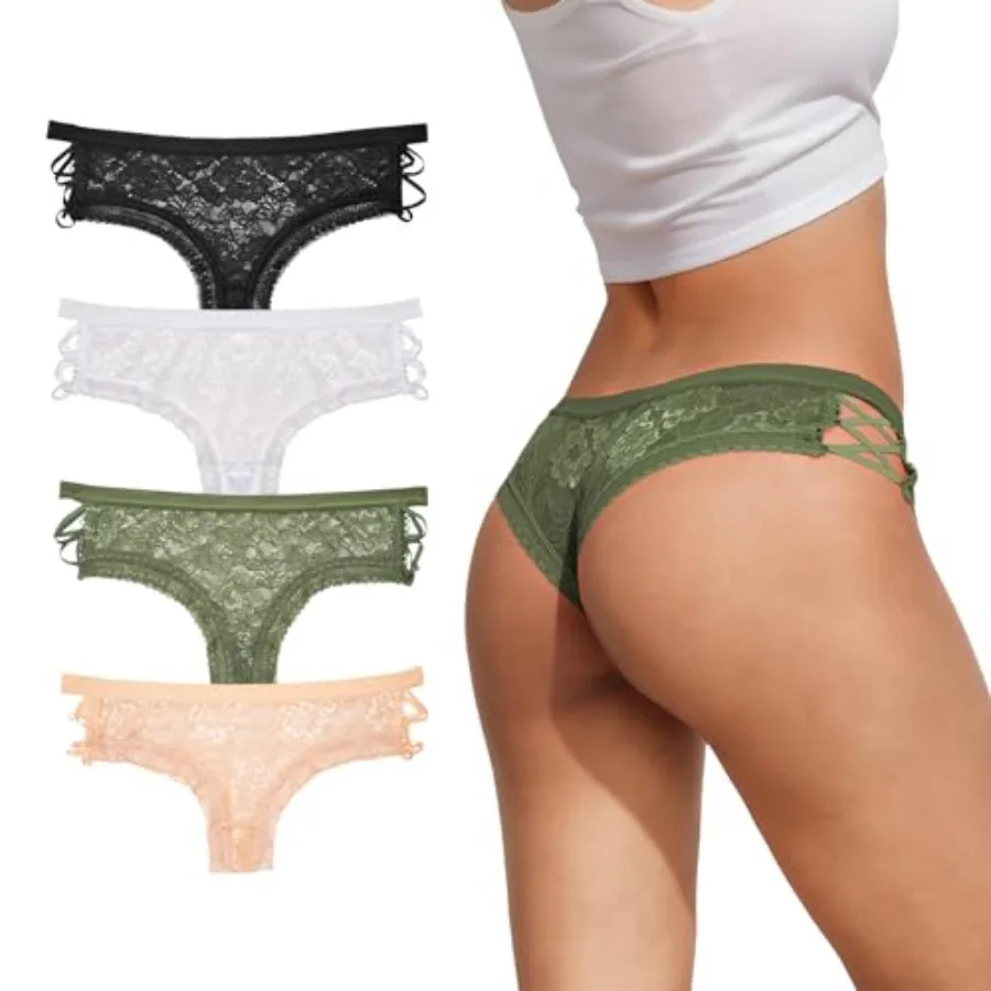 

Sexy Underwear for Women Cute Lace Cheeky Bikini Panties Pack for Ladies Low Rise Undies