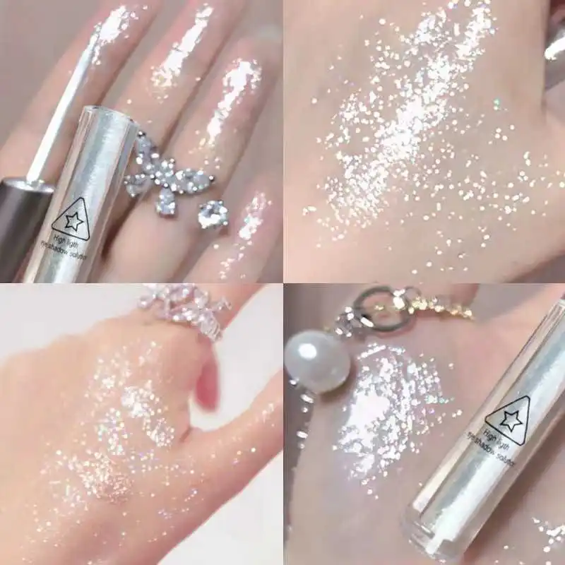 1Pc Liquid Eyeshadow Shimmering Glitter Waterproof Eyeliner Shimmering Eyeshadow Metallic Eyeliner Eye Beauty Party Makeup Tools