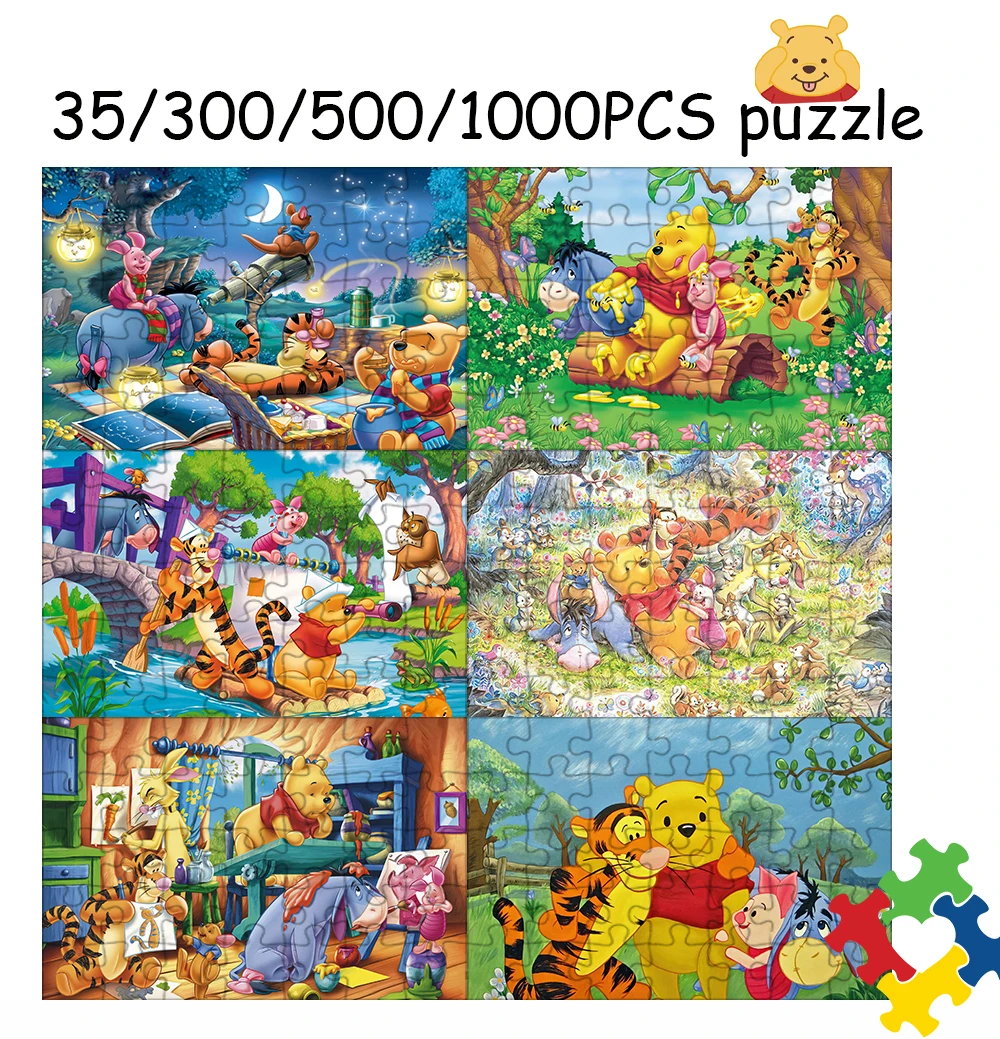 

108/200/300/500/1000 Pieces Disney Winnie the Pood Jigsaw Puzzles Wooden One Piece Puzzles for Adults Toys Gifts