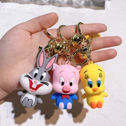 Cartoon Bugs Bunny Doll portachiavi Cute Tweety Bird Daffy Duck Porky Pig portachiavi accessori per ciondoli per bambini regali di compleanno