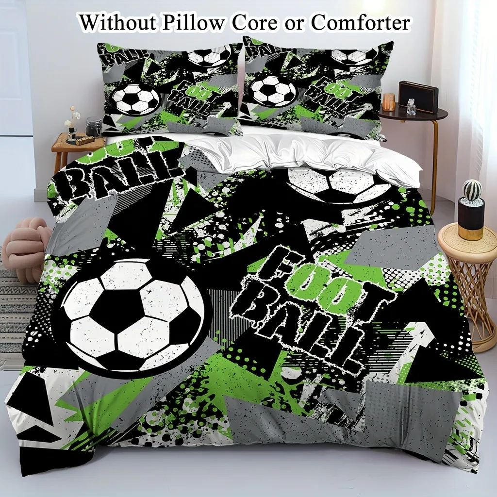 

Футбольный комплект постельного белья с 3D принтом, комплект пододеяльников, мягкий одинарный двойной размер, домашний декор, комплект пододеяльников, милый подарок на день рождения для мальчиков