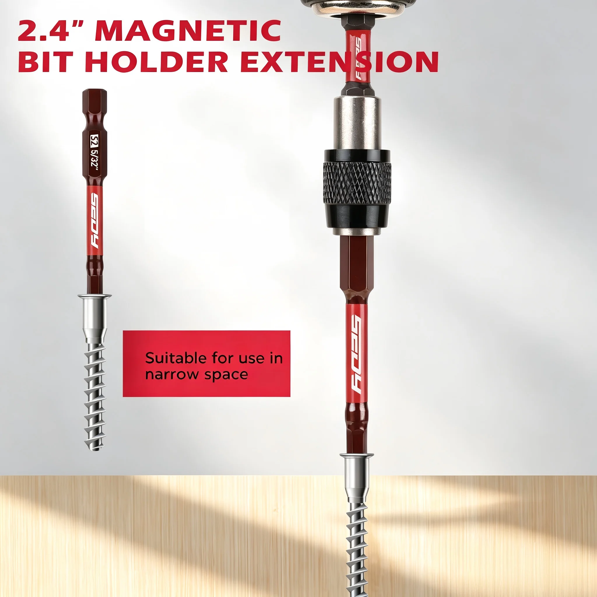 SEDY 21Pcs 2.5" Hex Allen Drill Bit Set, 1/4" Shank S2 Steel SAE Metric Magnetic Impact Bit Holder for Mechanic Home Repair - view 4