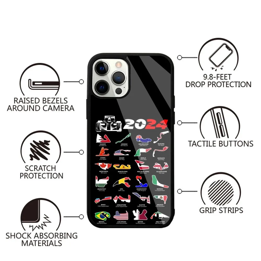 F-F1 Race Tracks Circuits 2024  Phone Case Strong Magnetic For IPhone 15 14 13 Pro Max 11 12 Mini For Magsafe Wireless Charging