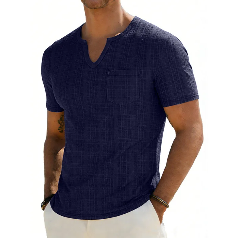 Men's Summer Breathable Bamboo Casual Hawaiian Beach V-neck Short-sleeved T-shirt Men's Shirts Shirts For Man Shirts For Men