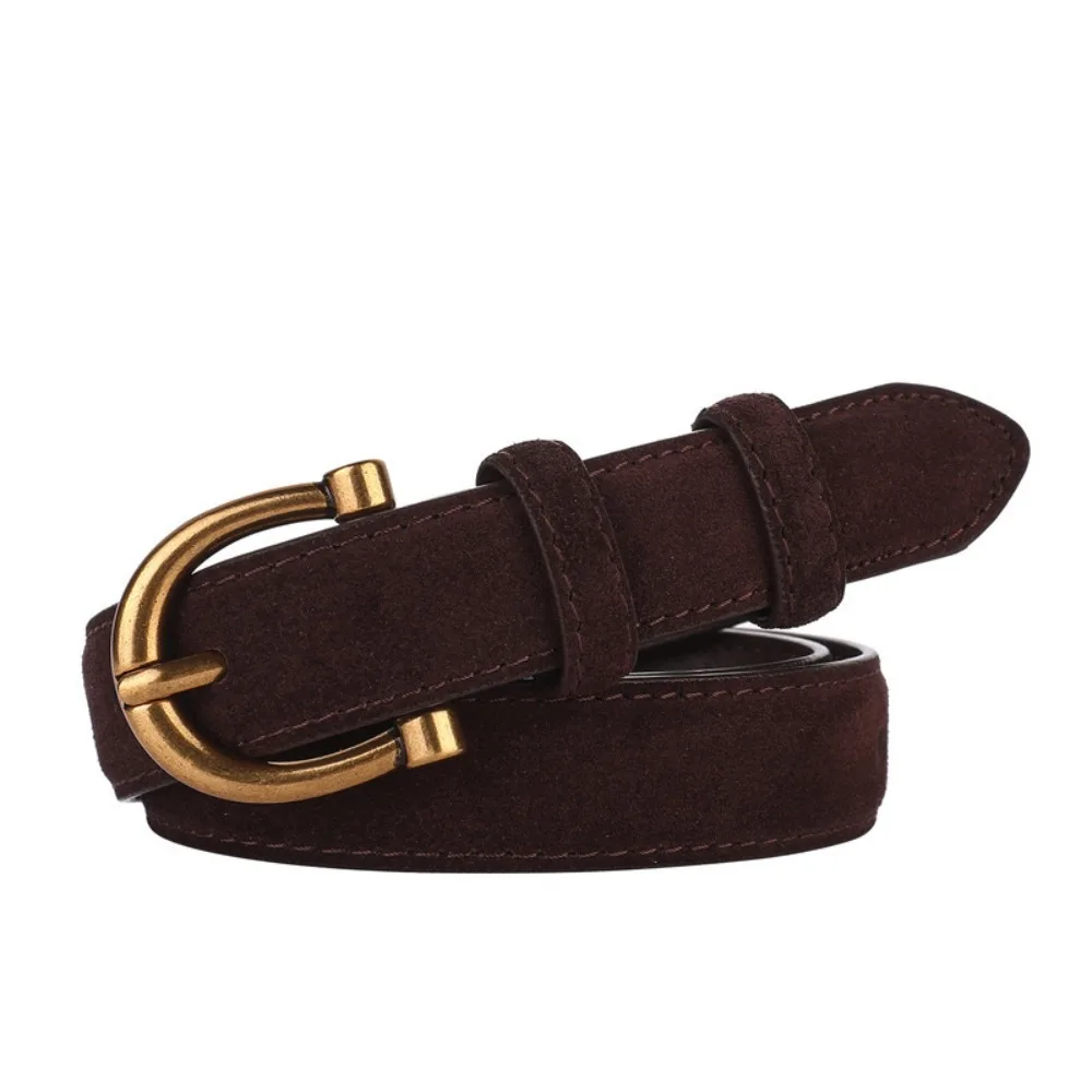Women Luxury Design Suede Leather Belt Casual Versatile Pin Buckle Waistband Trendy Trouser Dress Belts Gifts