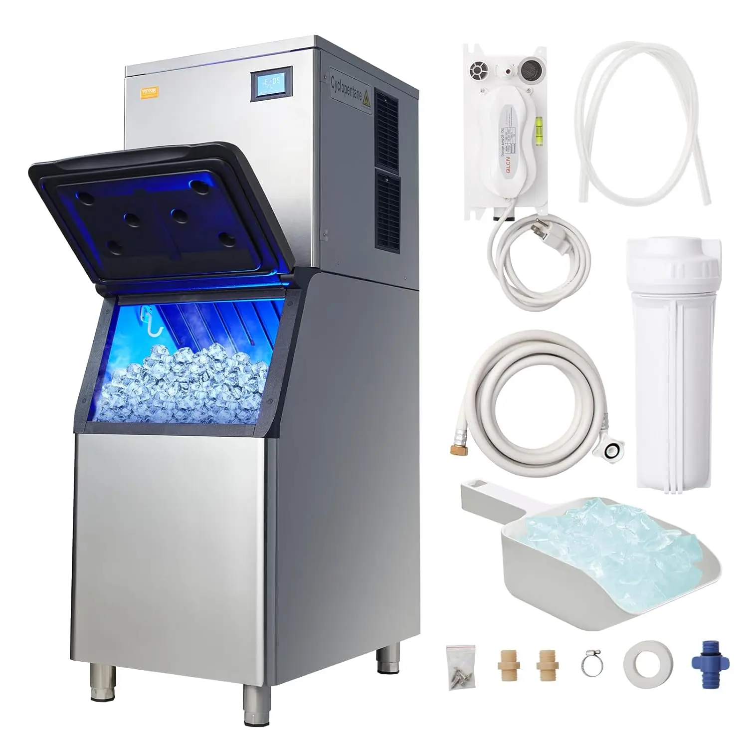 

Commercial Ice Maker, 360LBS/24H Ice Making Machine with 330.7LBS Large Storage Bin, 700W Auto Self-Cleaning Ice Maker