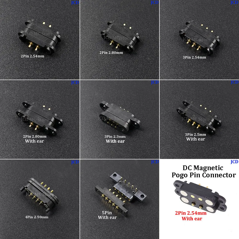 1set DC Magnetic Pogo Pin Connector 2 / 3 / 4 / 5Pin Pogopin Male Female Spacing 2.5/2.80mm Spring Loaded 2A DC Power Socket