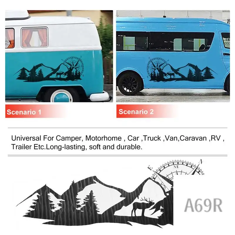 

A69R-RV Motorhome Universal Body Sticker DIY Compass Navigation Animal Decal Sticker Decoration For Car Caravan Trailer