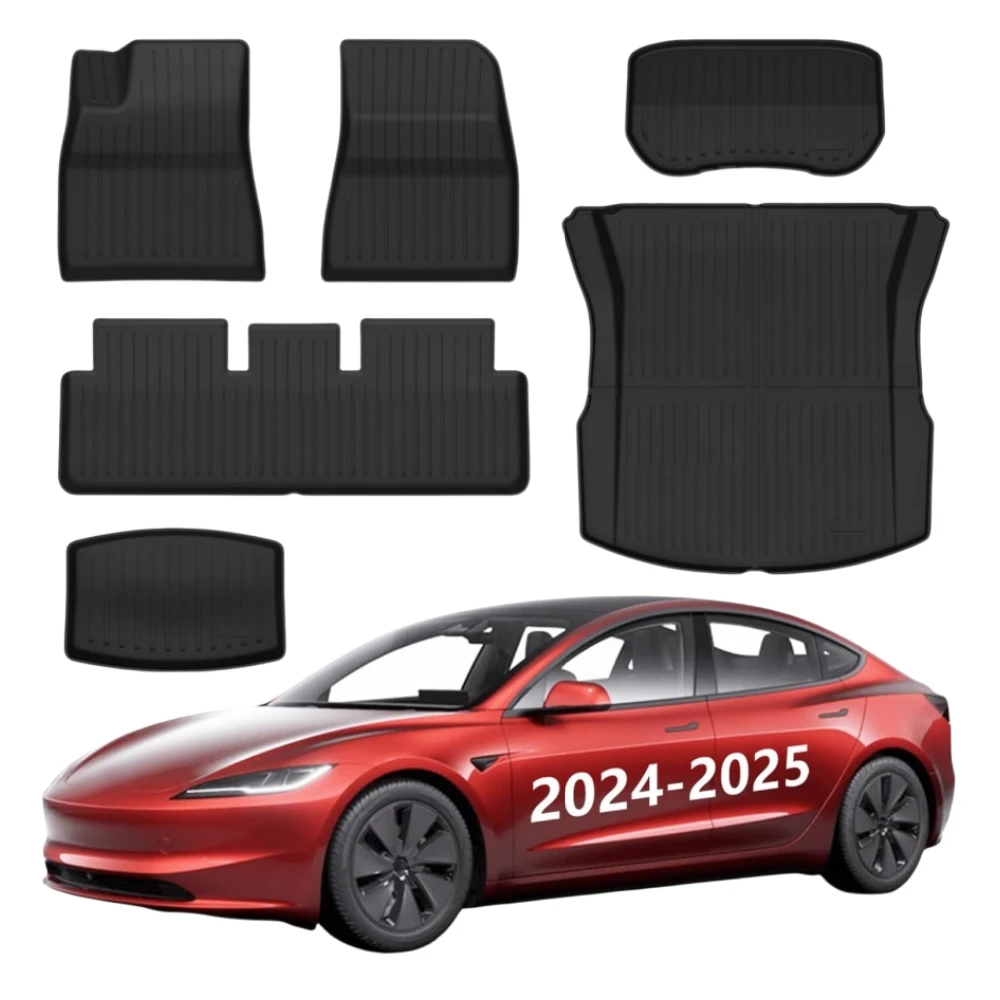 Für Tesla Model 3 Highland 2024 2025 TPE Fußmatten Kofferraummatte Bodenteppiche Wasserdicht Rutschfest Linkslenker Rechtslenker – Detail 1