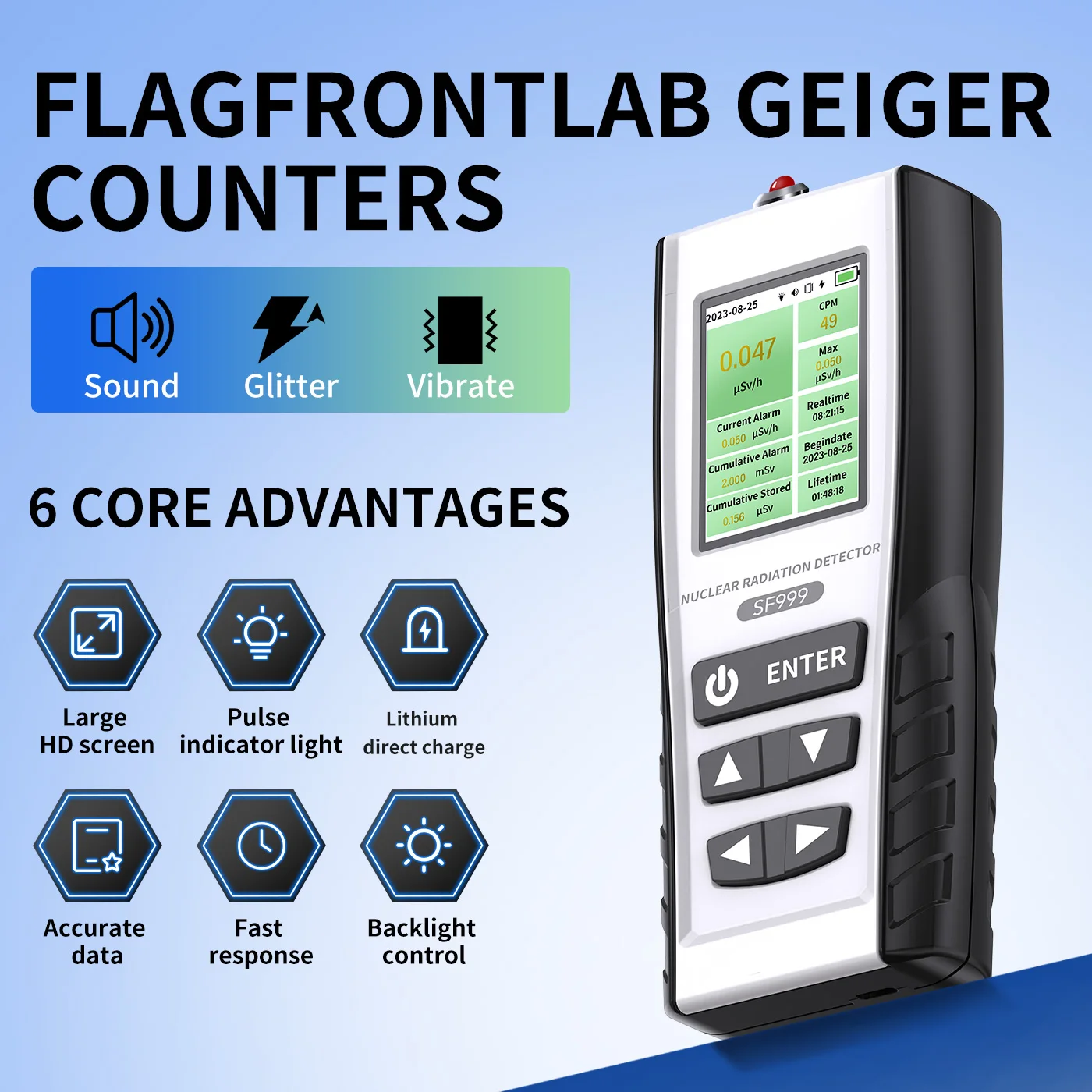 Nohawk Geiger Counter Nuclear Radiation Detector Personal Dosimeter X-ray Beta Gamma Detector LCD Radioactive Tester Marble Tool