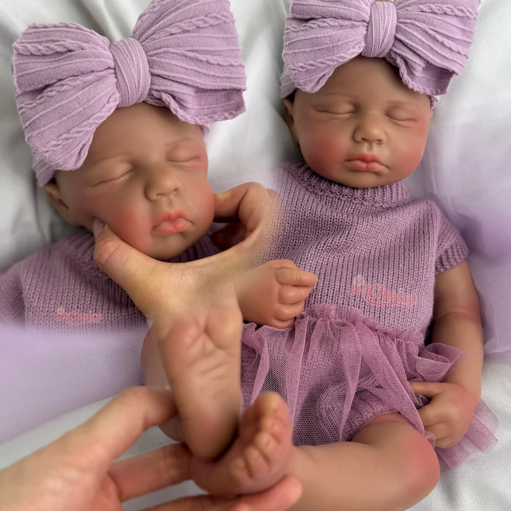 Boneca reborn de silicone realista, 20 polegadas, artesanal, macia, recém-nascida, preta, menina, para coleção de arte, projetos diy e presentes para o dia das crianças