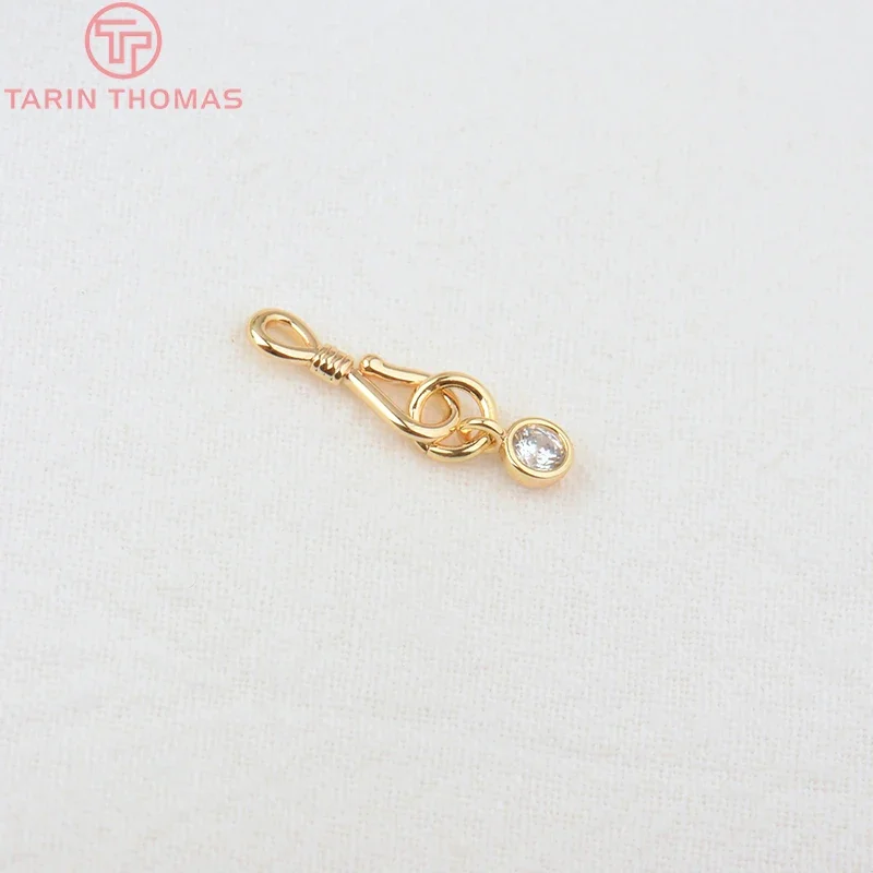 

(1635)6PCS 20x5MM 24K Gold Color Brass with Zircon Bracelets Connector Clasps High Quality Diy Jewelry Findings Accessories