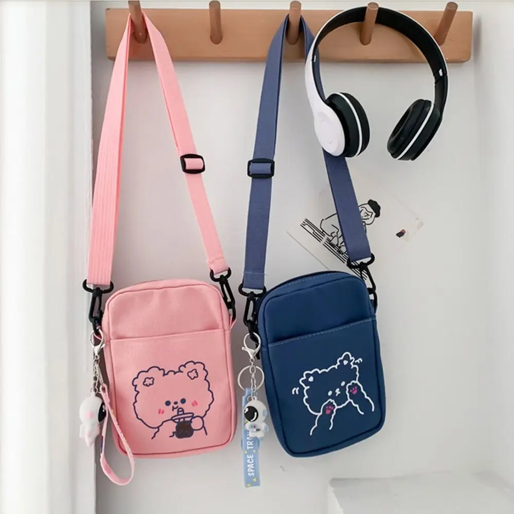 Women Canvas Small Bag Cartoon Bear Crossbody Shoulder Bags Ladies Purse Phone Bag Handbags