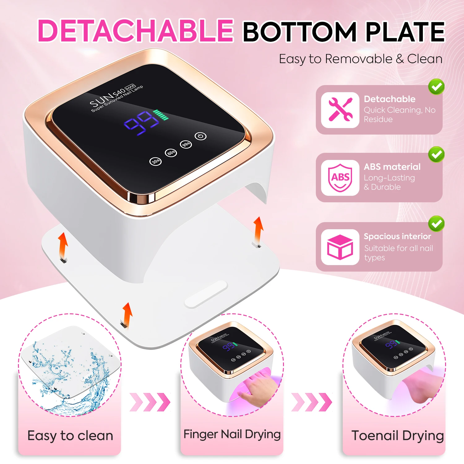 전문가용 57LED UV LED 라이트 충전식 180W 네일 건조기 스마트 센서 포함 매니큐어 장비용