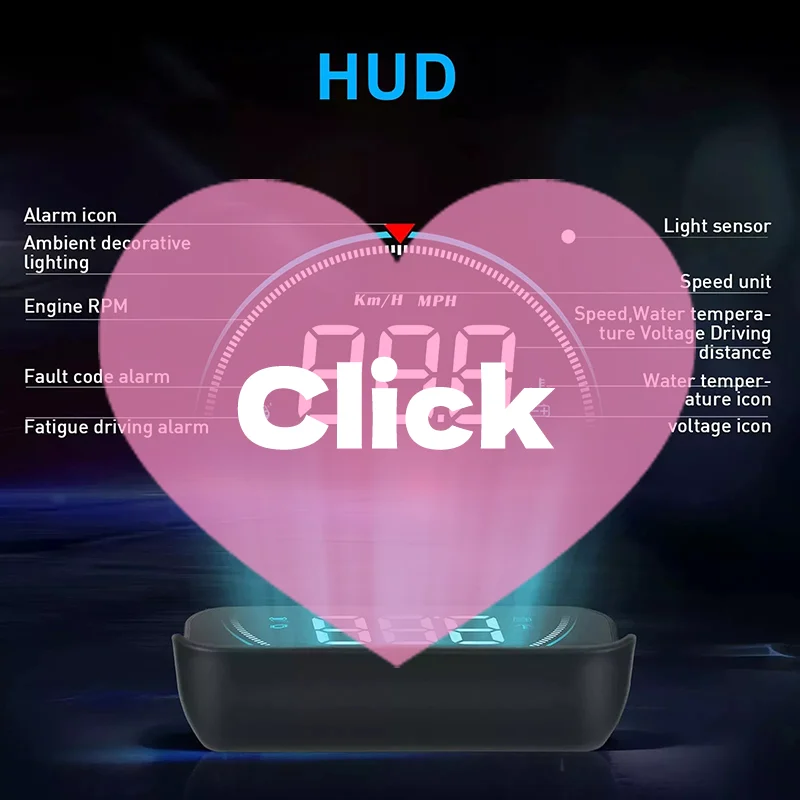 M8 Car HUD Head Up Display OBD2 Overspeed Warning Auto Electronic Water Temperature LED Digital Projector Windshield