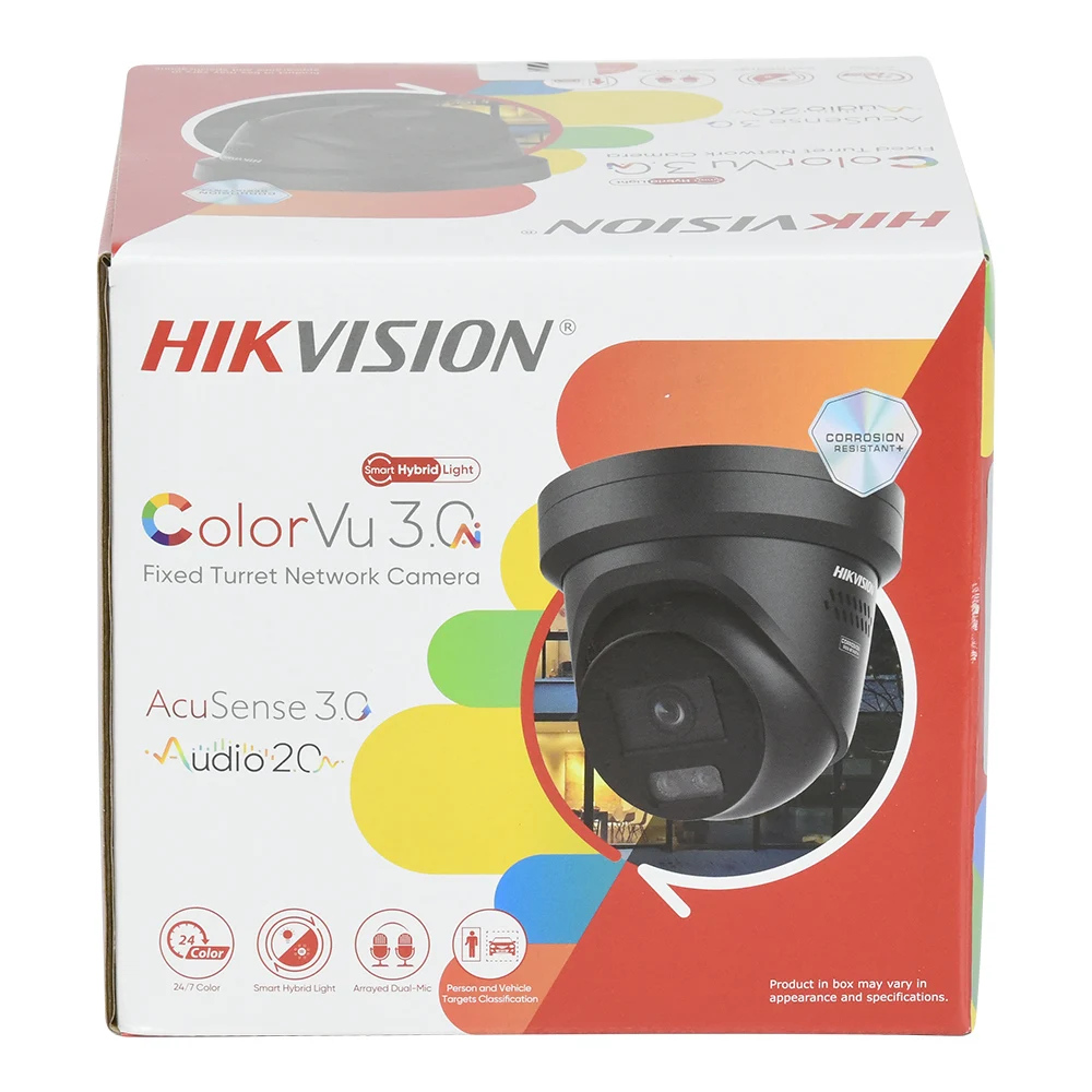 BLACK Hikvision 4MP IP Camera AcuSeek Hybrid Light ColorVu3.0 HikAI-ISP Active Strobe Light Audio Alarm DS-2CD2347G3-LIS2UY/SL