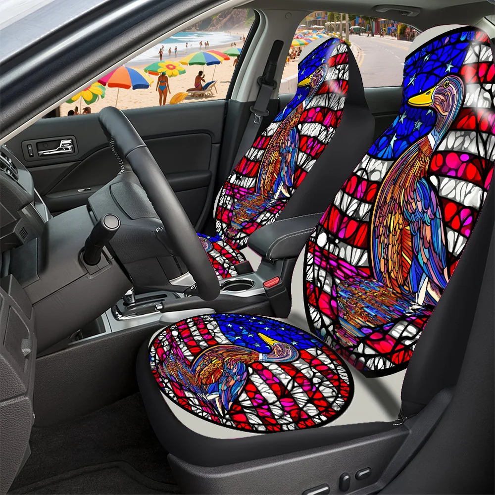 2-5 Seat Set Car Seat Covers - Black War Horse Print, Polyester Fabric, Easy Install & Washable, Non-Slip & Absorbent, Universal
