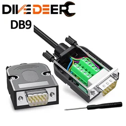 DB9 RS232 Connector D-SUB 9 Pin Male Female Plug RS485 Breakout Terminals 21-24 AWG Wire Solderless Connectors